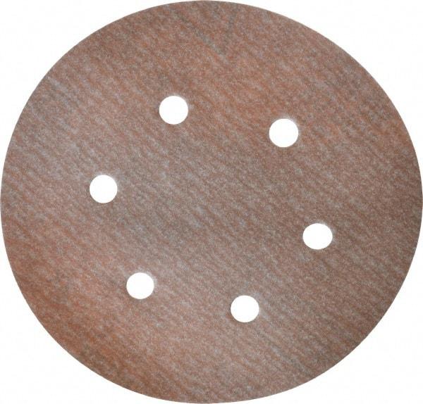 Norton - 6" Diam, 220 Grit, Aluminum Oxide Hook & Loop Disc - Very Fine Grade, Coated, B Weight Paper Backing, Series A275 - Benchmark Tooling