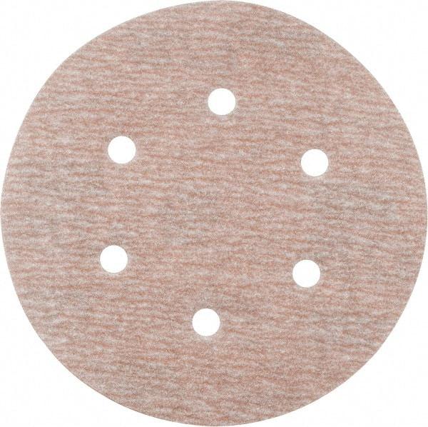 Norton - 6" Diam, 280 Grit, Aluminum Oxide Hook & Loop Disc - Extra Fine Grade, Coated, B Weight Paper Backing, Series A275 - Benchmark Tooling