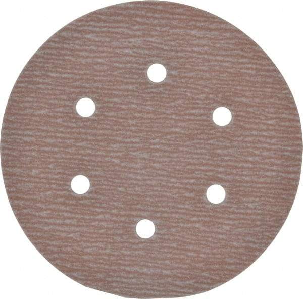 Norton - 6" Diam, 320 Grit, Aluminum Oxide Hook & Loop Disc - Extra Fine Grade, Coated, B Weight Paper Backing, Series A275 - Benchmark Tooling