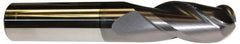 ProMax - 5/8" Diam, 1-1/4" LOC, 3 Flute Solid Carbide Ball End Mill - AlTiN Finish, Single End, 3-1/2" OAL, 5/8" Shank Diam, Spiral Flute - Benchmark Tooling