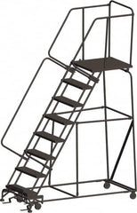 Ballymore - 113" 8 Step Ladder - 450 Lb Capacity, 80" Platform Height, 24" Base Width x 75" Depth, Heavy-Duty Serrated Grating - Benchmark Tooling