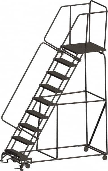 Ballymore - 123" 9 Step Ladder - 450 Lb Capacity, 90" Platform Height, 32" Base Width x 82" Depth, Expanded Metal Tread - Benchmark Tooling