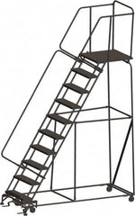 Ballymore - 133" 10 Step Ladder - 450 Lb Capacity, 100" Platform Height, 32" Base Width x 88" Depth, Expanded Metal Tread - Benchmark Tooling