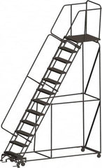 Ballymore - 153" 12 Step Ladder - 450 Lb Capacity, 120" Platform Height, 32" Base Width x 101" Depth, Heavy-Duty Serrated Grating - Benchmark Tooling