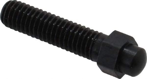 Gibraltar - #10-32, 1" OAL Adjustable Locating Screw - 1/4" Width Across Flats, 1/8 Hex Height, Steel, Black Oxide Finish - Benchmark Tooling