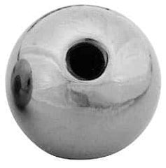 Gibraltar - 1/2-20 Thread, 1.88" Diam, Threaded Hole Ball Knob - Natural, Brass, Smooth Grip, 3/4" Hole Depth - Benchmark Tooling