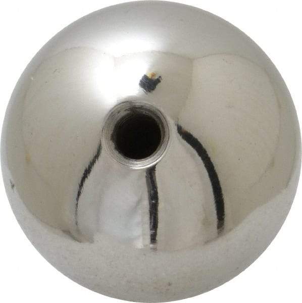 Gibraltar - 1/4-20 Thread, 1.38" Diam, Threaded Hole Ball Knob - Natural, Steel, Smooth Grip, 5/8" Hole Depth - Benchmark Tooling