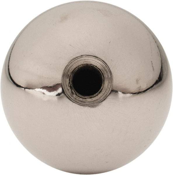 Gibraltar - 1/4-28 Thread, 1.38" Diam, Threaded Hole Ball Knob - Natural, Steel, Smooth Grip, 5/8" Hole Depth - Benchmark Tooling