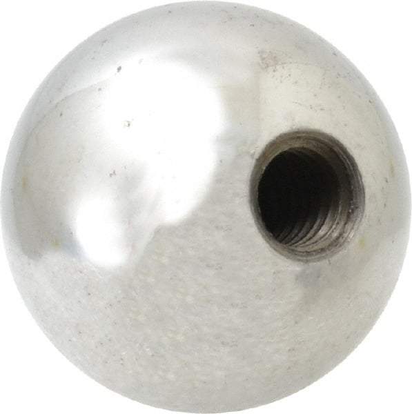 Gibraltar - 3/8-16 Thread, 1.38" Diam, Threaded Hole Ball Knob - Natural, Steel, Smooth Grip, 5/8" Hole Depth - Benchmark Tooling