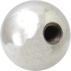 Gibraltar - 3/8-16 Thread, 1.38" Diam, Threaded Hole Ball Knob - Natural, Steel, Smooth Grip, 5/8" Hole Depth - Benchmark Tooling