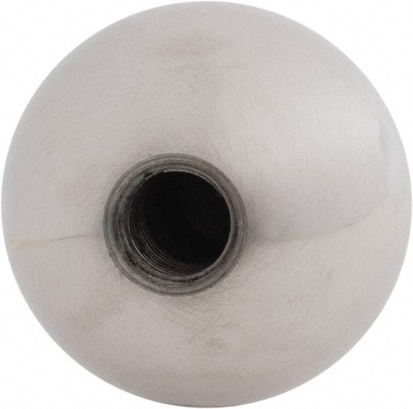 Gibraltar - 3/8-24 Thread, 1.38" Diam, Threaded Hole Ball Knob - Natural, Steel, Smooth Grip, 5/8" Hole Depth - Benchmark Tooling