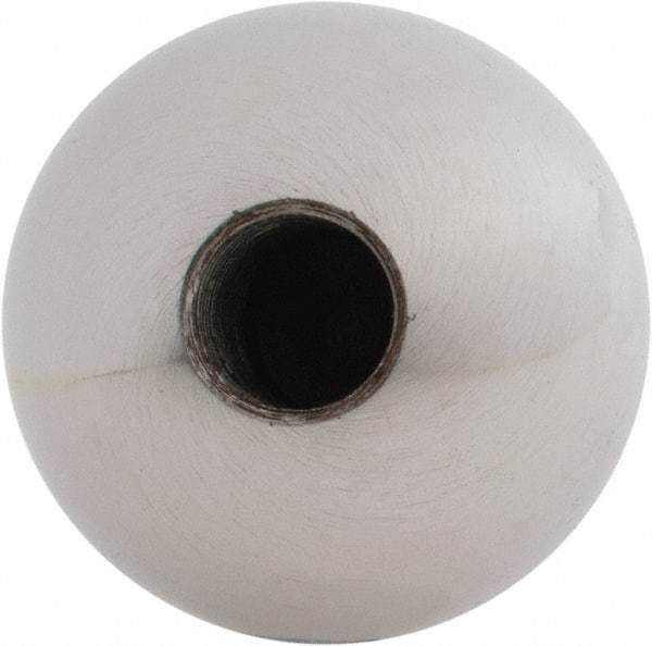 Gibraltar - 7/16-20 Thread, 1.38" Diam, Threaded Hole Ball Knob - Natural, Steel, Smooth Grip, 5/8" Hole Depth - Benchmark Tooling