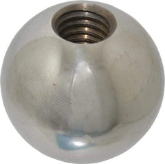 Gibraltar - 1/2-13 Thread, 1.38" Diam, Threaded Hole Ball Knob - Natural, Steel, Smooth Grip, 5/8" Hole Depth - Benchmark Tooling