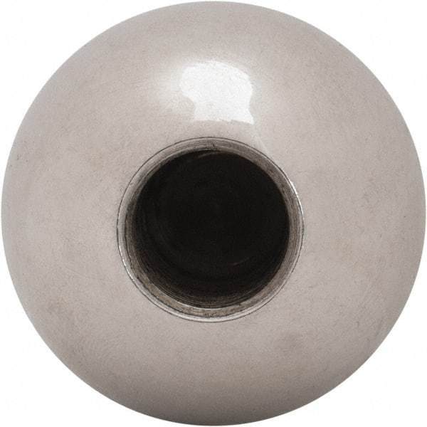 Gibraltar - 1/2-20 Thread, 1.38" Diam, Threaded Hole Ball Knob - Natural, Steel, Smooth Grip, 5/8" Hole Depth - Benchmark Tooling