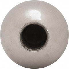Gibraltar - 1/2-20 Thread, 1.38" Diam, Threaded Hole Ball Knob - Natural, Steel, Smooth Grip, 5/8" Hole Depth - Benchmark Tooling
