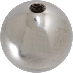 Gibraltar - 3/8-24 Thread, 1.88" Diam, Threaded Hole Ball Knob - Natural, Steel, Smooth Grip, 3/4" Hole Depth - Benchmark Tooling