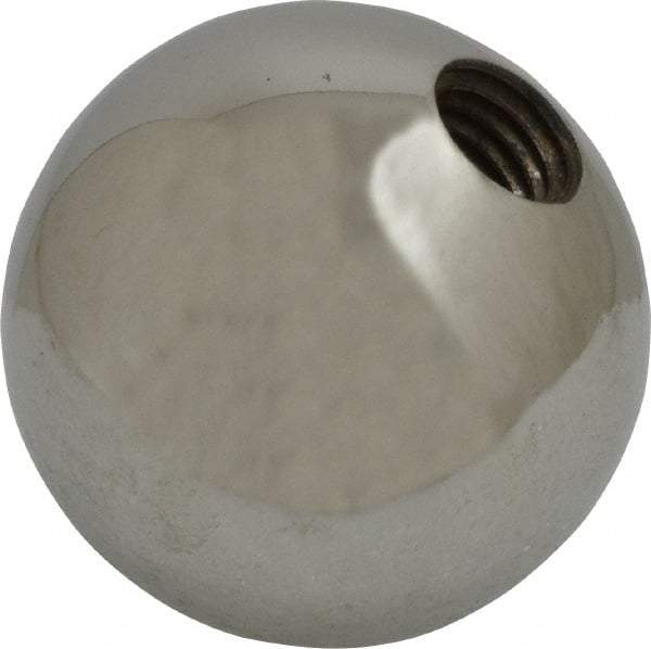 Gibraltar - 1/2-13 Thread, 1.88" Diam, Threaded Hole Ball Knob - Natural, Steel, Smooth Grip, 3/4" Hole Depth - Benchmark Tooling