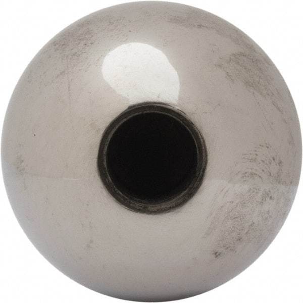 Gibraltar - 5/8-11 Thread, 1.88" Diam, Threaded Hole Ball Knob - Natural, Steel, Smooth Grip, 3/4" Hole Depth - Benchmark Tooling