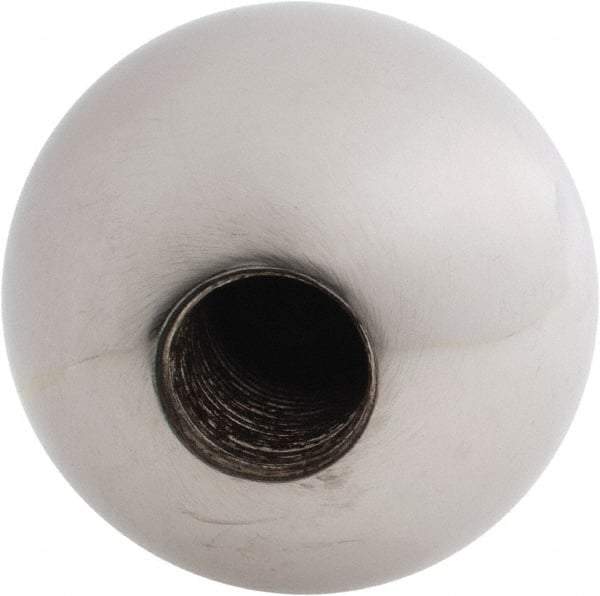 Gibraltar - 5/8-18 Thread, 1.88" Diam, Threaded Hole Ball Knob - Natural, Steel, Smooth Grip, 3/4" Hole Depth - Benchmark Tooling