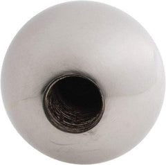 Gibraltar - 5/8-18 Thread, 1.88" Diam, Threaded Hole Ball Knob - Natural, Steel, Smooth Grip, 3/4" Hole Depth - Benchmark Tooling