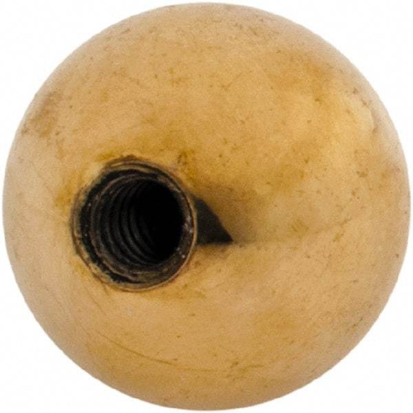 Gibraltar - 10-24 Thread, 3/4" Diam, Threaded Hole Ball Knob - Natural, Brass, Smooth Grip, 3/8" Hole Depth - Benchmark Tooling