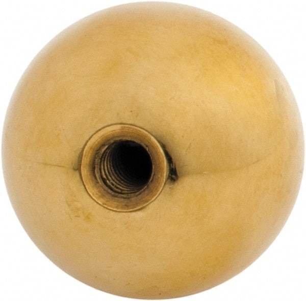 Gibraltar - 10-24 Thread, 1" Diam, Threaded Hole Ball Knob - Natural, Brass, Smooth Grip, 3/8" Hole Depth - Benchmark Tooling