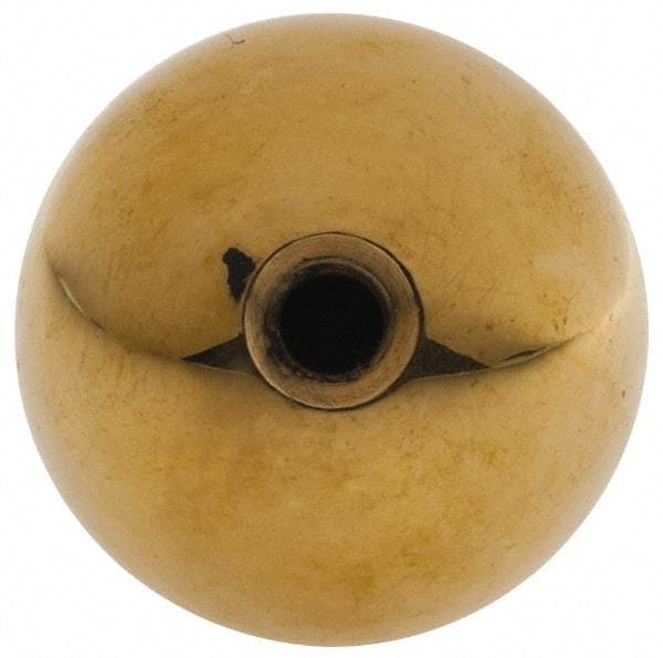 Gibraltar - 10-32 Thread, 1" Diam, Threaded Hole Ball Knob - Natural, Brass, Smooth Grip, 3/8" Hole Depth - Benchmark Tooling