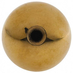 Gibraltar - 10-32 Thread, 1" Diam, Threaded Hole Ball Knob - Natural, Brass, Smooth Grip, 3/8" Hole Depth - Benchmark Tooling