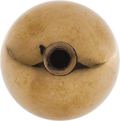 Gibraltar - 1/4-20 Thread, 1" Diam, Threaded Hole Ball Knob - Natural, Brass, Smooth Grip, 1/2" Hole Depth - Benchmark Tooling