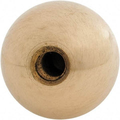 Gibraltar - 1/4-28 Thread, 1" Diam, Threaded Hole Ball Knob - Natural, Brass, Smooth Grip, 1/2" Hole Depth - Benchmark Tooling