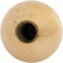 Gibraltar - 5/16-18 Thread, 1" Diam, Threaded Hole Ball Knob - Natural, Brass, Smooth Grip, 1/2" Hole Depth - Benchmark Tooling