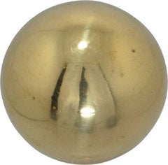 Gibraltar - 3/8-16 Thread, 1" Diam, Threaded Hole Ball Knob - Natural, Brass, Smooth Grip, 1/2" Hole Depth - Benchmark Tooling