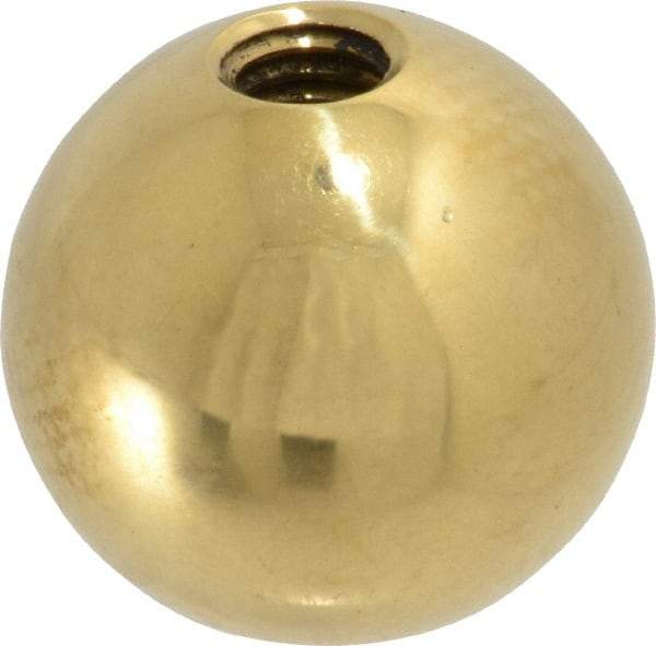 Gibraltar - 3/8-16 Thread, 1.38" Diam, Threaded Hole Ball Knob - Natural, Brass, Smooth Grip, 5/8" Hole Depth - Benchmark Tooling