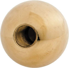 Gibraltar - 7/16-20 Thread, 1.38" Diam, Threaded Hole Ball Knob - Natural, Brass, Smooth Grip, 5/8" Hole Depth - Benchmark Tooling