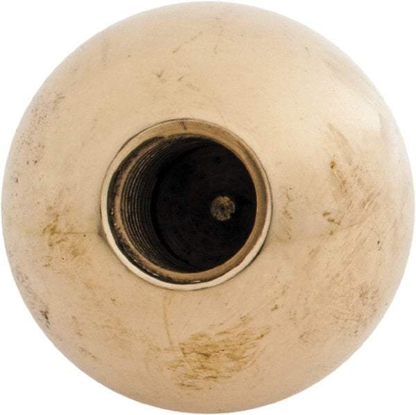 Gibraltar - 1/2-13 Thread, 1.38" Diam, Threaded Hole Ball Knob - Natural, Brass, Smooth Grip, 5/8" Hole Depth - Benchmark Tooling