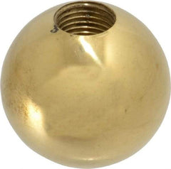 Gibraltar - 1/2-20 Thread, 1.38" Diam, Threaded Hole Ball Knob - Natural, Brass, Smooth Grip, 5/8" Hole Depth - Benchmark Tooling