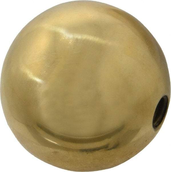 Gibraltar - 3/8-16 Thread, 1.88" Diam, Threaded Hole Ball Knob - Natural, Brass, Smooth Grip, 3/4" Hole Depth - Benchmark Tooling