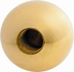 Gibraltar - 5/8-18 Thread, 1.88" Diam, Threaded Hole Ball Knob - Natural, Brass, Smooth Grip, 3/4" Hole Depth - Benchmark Tooling