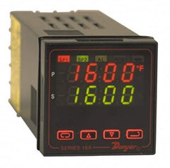 Dwyer - -350 to 4,208°F 1/16 DIN Temperature/Process Control - Dual 4-Digit LCD Display, Fuzzy Logic PID Control, 100-240 VAC/VDC - Benchmark Tooling