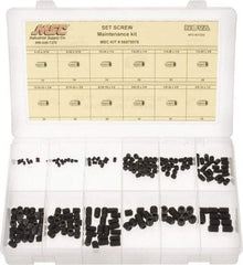 Value Collection - 200 Piece, #6-32 to 3/8-24, Steel Set Screw Assortment - Hex Head, Hex Socket Drive, 3/16 to 3/8" Long - Benchmark Tooling