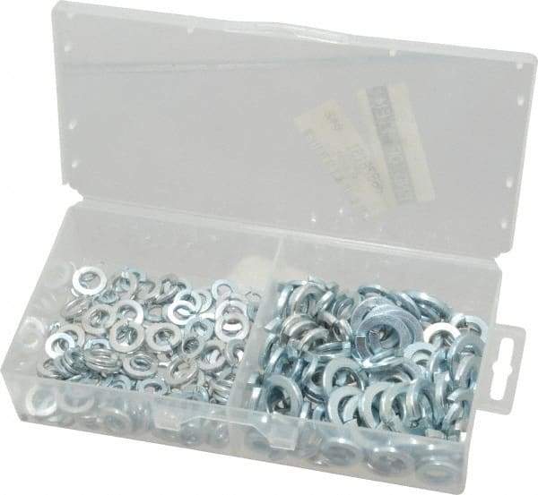 Value Collection - 235 Piece, 3/16 to 1/2" Screw, Steel Lock Washer Assortment - Includes 3/16 to 1/2" Screw & Plastic Case - Benchmark Tooling