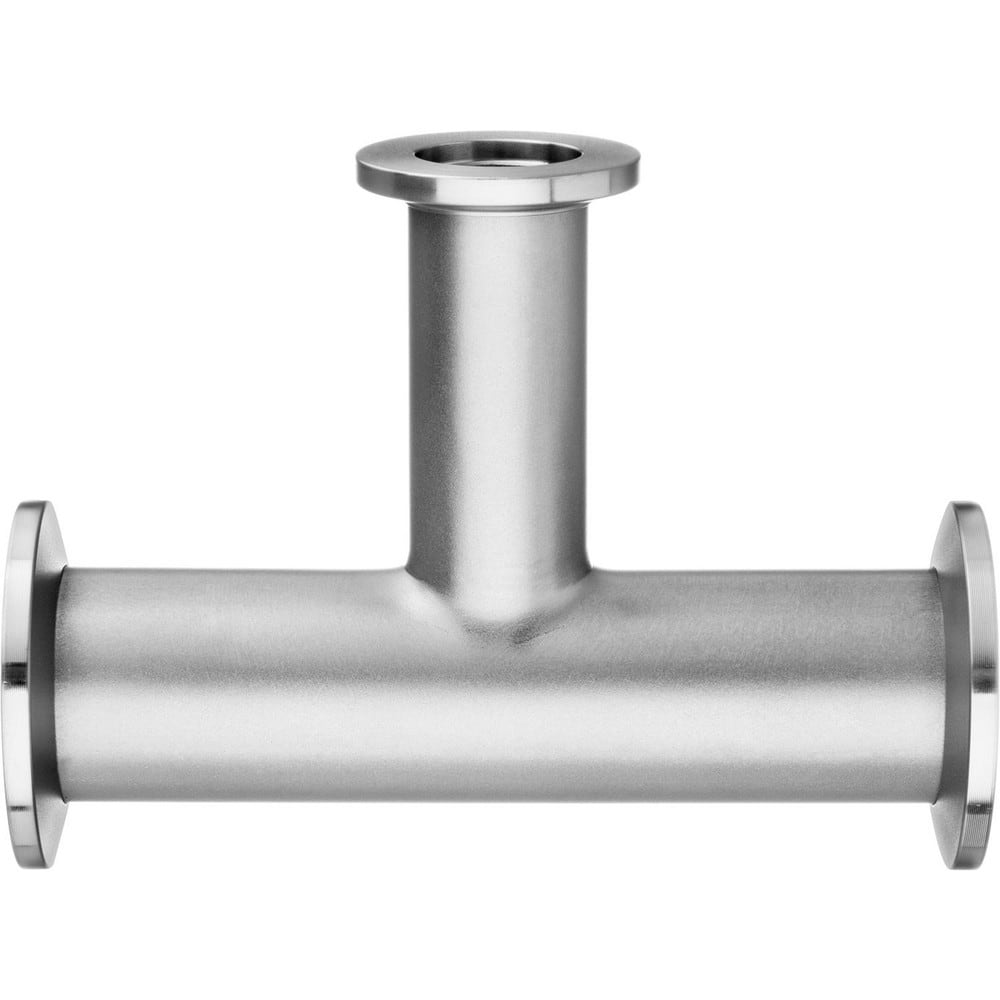 Metal Vacuum Tube Fittings; Material: Stainless Steel; Fitting Type: Tee Reducer; Tube Outside Diameter: 2.000; Fitting Shape: Tee; Connection Type: Quick-Clamp; Maximum Vacuum: 0.0000001 torr at 72 Degrees F; Thread Standard: None; Flange Outside Diamete