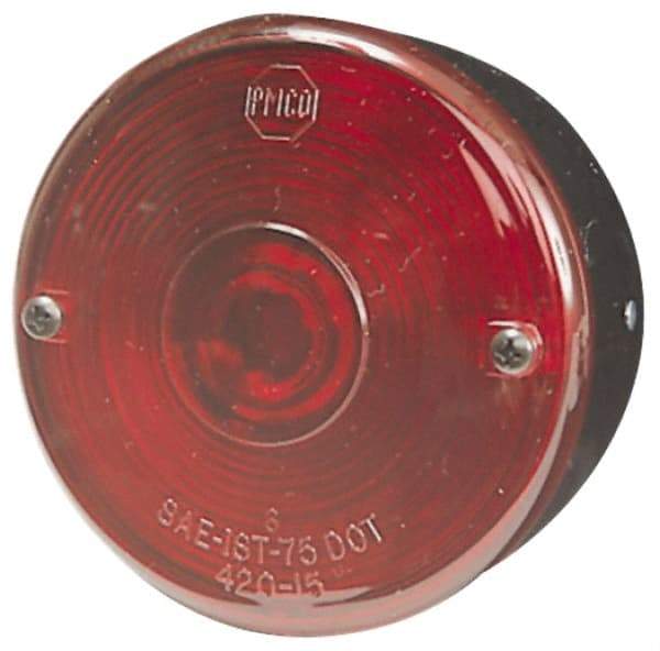 Peterson - 3-3/4" Diam, Red Lens & Reflector - Plastic, 12 Volt - Benchmark Tooling