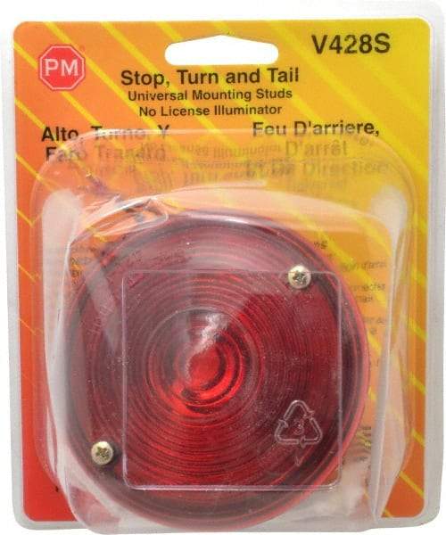 Peterson - 3-3/4" Diam, Red Lens & Reflector - Plastic, 12 Volt - Benchmark Tooling