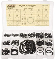 Made in USA - 444 Piece, 1/4 to 3", SpRing Assortment Steel, Snap External Retaining Ring Assortment - Includes Compartmented Case - Benchmark Tooling