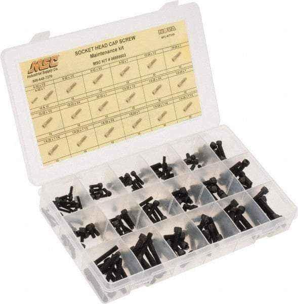 Value Collection - 190 Piece Steel Socket Head Cap Screws - #6-32 to 1/4-28 Thread - Benchmark Tooling