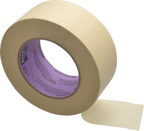 3M - 2" Wide x 60 Yd Long Tan Paper Masking Tape - Series 2040, 5.5 mil Thick, 23 In/Lb Tensile Strength - Benchmark Tooling