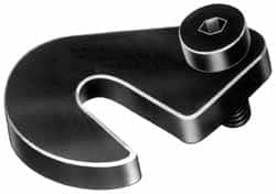 Made in USA - 25/32" Slot ID, 1-3/4" Slot to Bolt Hole Length, 1/2" Thick, Case Hardened Steel Swing C Washer - 5/8" Bolt Hole to Small End Radius, 1-1/4" Slot to Large End Radius, 1/2" Bolt Hole ID, 3/8" Shoulder Bolt, Black Oxide Finish - Benchmark Tooling