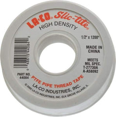 LA-CO - 1/2" Wide x 1,200" Long General Purpose Pipe Repair Tape - 3 mil Thick, -450 to 550°F, White - Benchmark Tooling