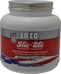 LA-CO - 1 Qt Brush Top Can White Thread Sealant - Paste with PTFE, 500°F Max Working Temp, For Metal, PVC, CPVC & ABS Plastic Pipe Threads - Benchmark Tooling